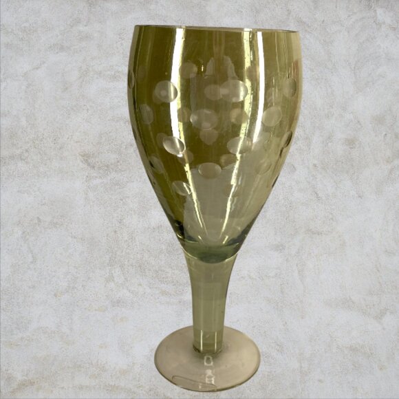 WINE GOBLETS -- Set of 4, Rose/Blue/Amber/Green, Vintage, Etched w/Indiv Designs - Picture 5 of 6